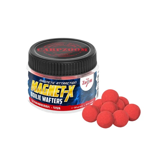 CarpZoom Magnet-X Boilie Wafters prémium horogcsali 15 mm, eper, halas, 50 g CZ4761