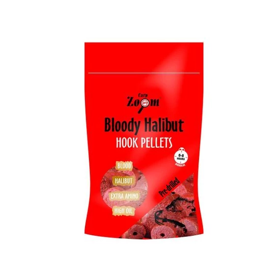 CarpZoom 150g 15mm Bloody Halibut epres fúrt Horogpellet CZ9653