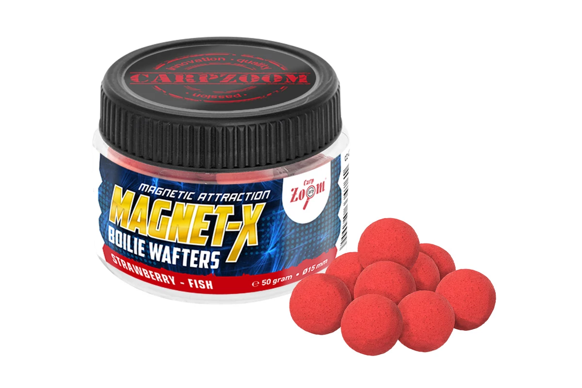 CarpZoom Magnet-X Boilie Wafters prémium horogcsali 15 mm, eper, halas, 50 g CZ4761