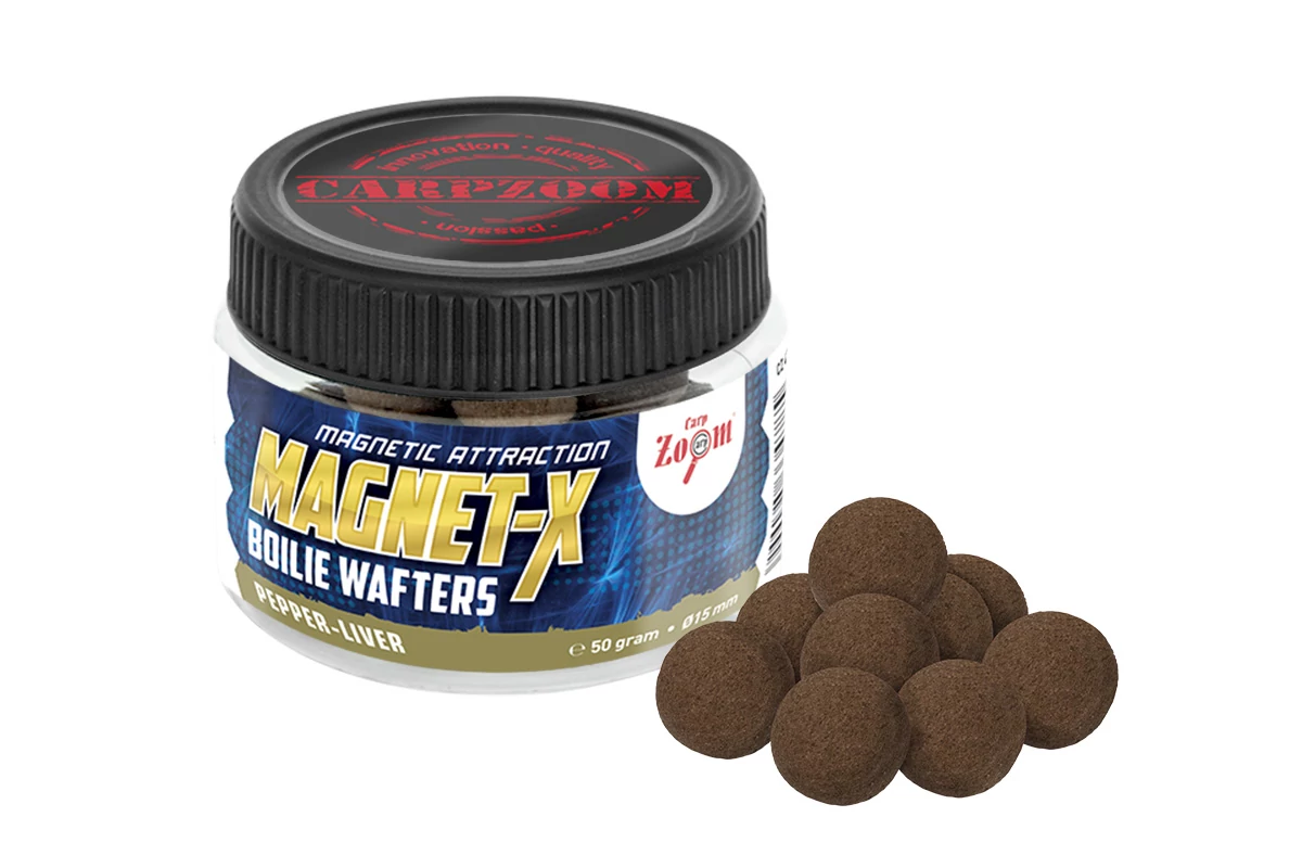 CarpZoom Magnet-X Boilie Wafters prémium horogcsali 15 mm, bors, máj, 50 g CZ4785