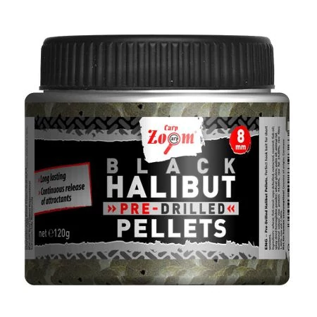 CarpZoom 120g 8mm Fekete Halibut fúrt horogpellet CZ9363